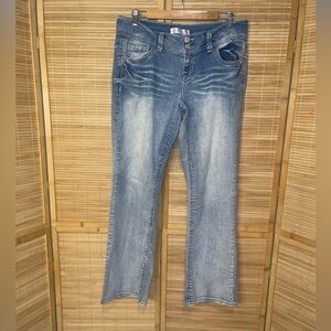 Vintage Y2K No Boundaries bootcut low rise distressed jeans pants size 13